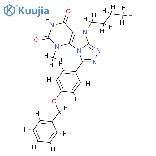 3-4-(benzyloxy)phenyl-9-butyl-5-methyl-5H,6H,7H,8H,9H-1,2,4triazolo3,4-hpurine-6,8-dione structure