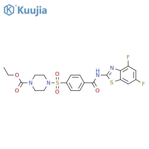 ethyl 4-{4-(4,6-difluoro-1,3-benzothiazol-2-yl)carbamoylbenzenesulfonyl}piperazine-1-carboxylate structure