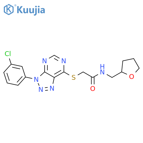 2-{3-(3-chlorophenyl)-3H-1,2,3triazolo4,5-dpyrimidin-7-ylsulfanyl}-N-(oxolan-2-yl)methylacetamide structure