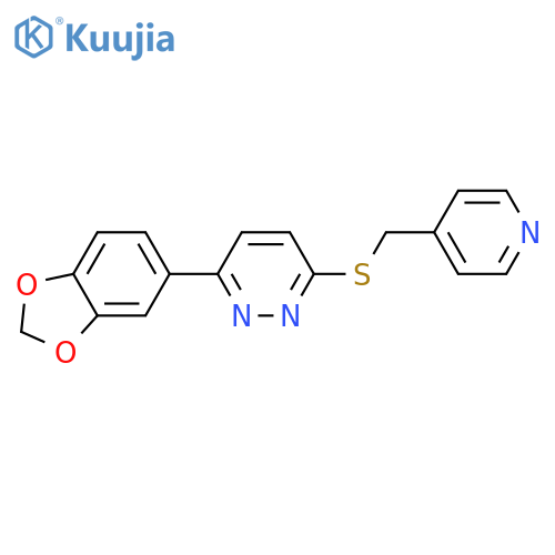 3-(2H-1,3-benzodioxol-5-yl)-6-{(pyridin-4-yl)methylsulfanyl}pyridazine structure