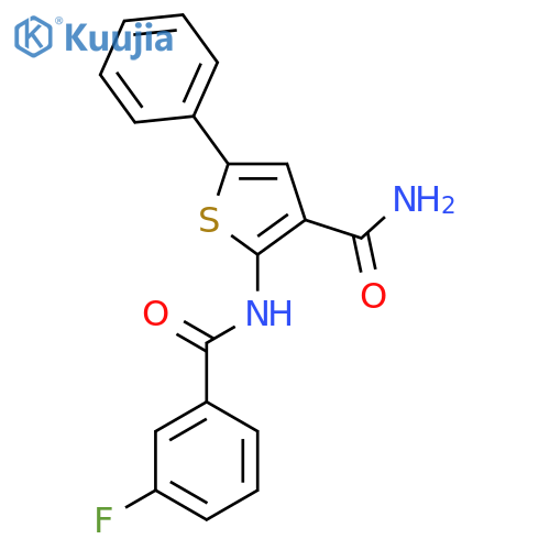 2-(3-fluorobenzamido)-5-phenylthiophene-3-carboxamide structure