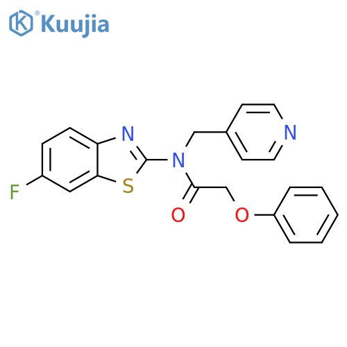 N-(6-fluoro-1,3-benzothiazol-2-yl)-2-phenoxy-N-(pyridin-4-yl)methylacetamide structure
