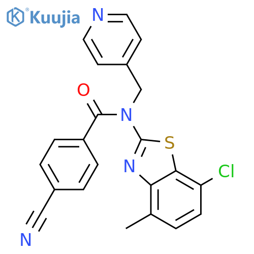 N-(7-chloro-4-methyl-1,3-benzothiazol-2-yl)-4-cyano-N-(pyridin-4-yl)methylbenzamide structure