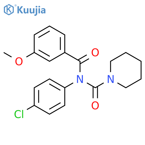 N-(4-chlorophenyl)-3-methoxy-N-(piperidine-1-carbonyl)benzamide structure