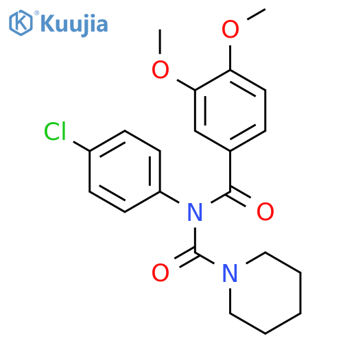 N-(4-chlorophenyl)-3,4-dimethoxy-N-(piperidine-1-carbonyl)benzamide structure