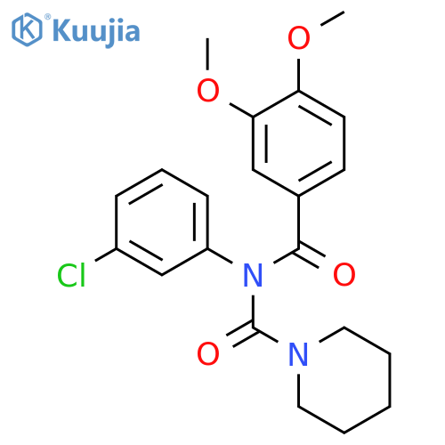 N-(3-chlorophenyl)-3,4-dimethoxy-N-(piperidine-1-carbonyl)benzamide structure