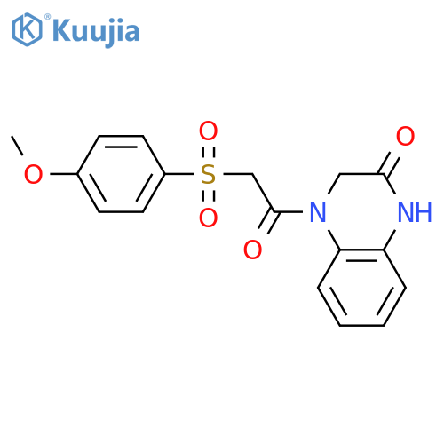 4-2-(4-methoxybenzenesulfonyl)acetyl-1,2,3,4-tetrahydroquinoxalin-2-one structure