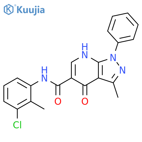 N-(3-chloro-2-methylphenyl)-3-methyl-4-oxo-1-phenyl-1H,4H,7H-pyrazolo3,4-bpyridine-5-carboxamide structure