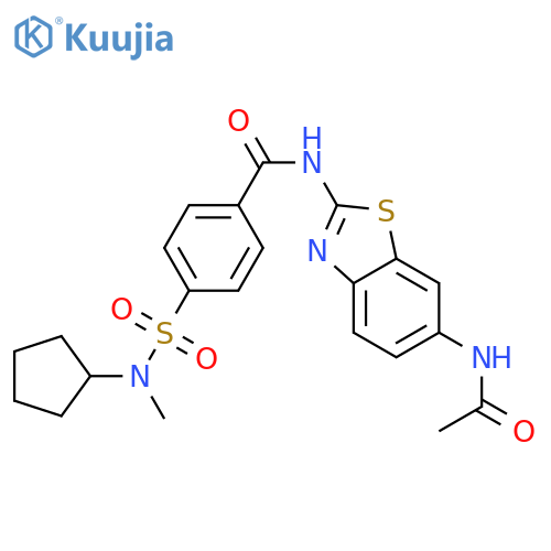 4-cyclopentyl(methyl)sulfamoyl-N-(6-acetamido-1,3-benzothiazol-2-yl)benzamide structure
