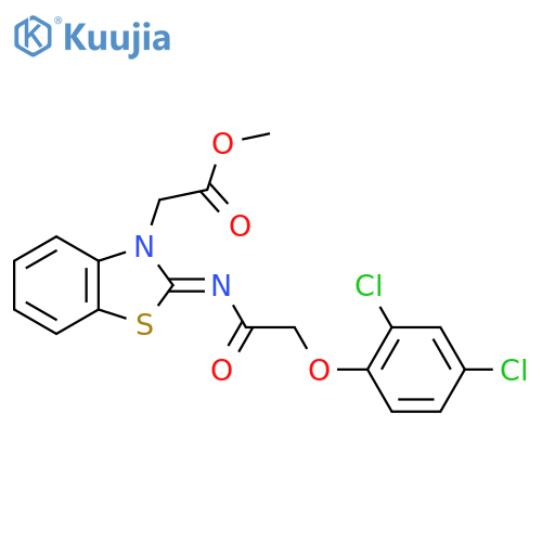 methyl 2-(2Z)-2-{2-(2,4-dichlorophenoxy)acetylimino}-2,3-dihydro-1,3-benzothiazol-3-ylacetate structure