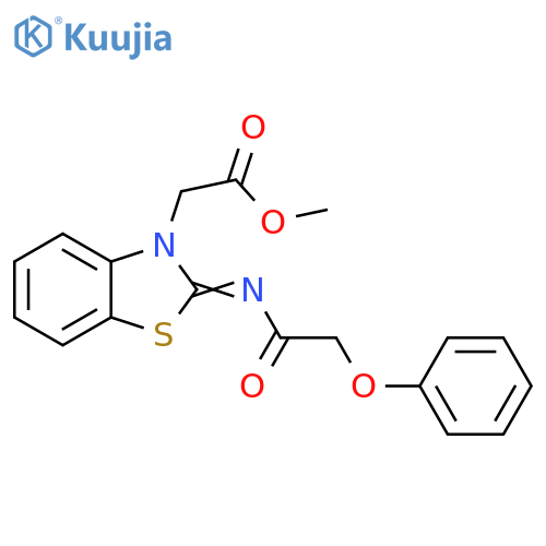 methyl 2-(2Z)-2-(2-phenoxyacetyl)imino-2,3-dihydro-1,3-benzothiazol-3-ylacetate structure