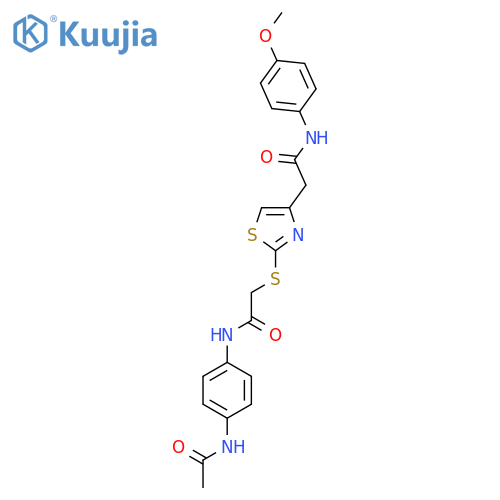 N-(4-acetamidophenyl)-2-(4-{(4-methoxyphenyl)carbamoylmethyl}-1,3-thiazol-2-yl)sulfanylacetamide structure