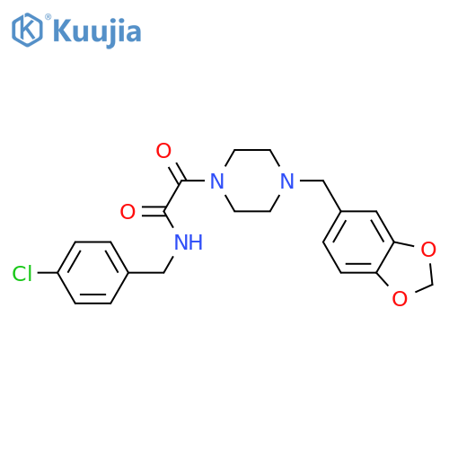 2-{4-(2H-1,3-benzodioxol-5-yl)methylpiperazin-1-yl}-N-(4-chlorophenyl)methyl-2-oxoacetamide structure