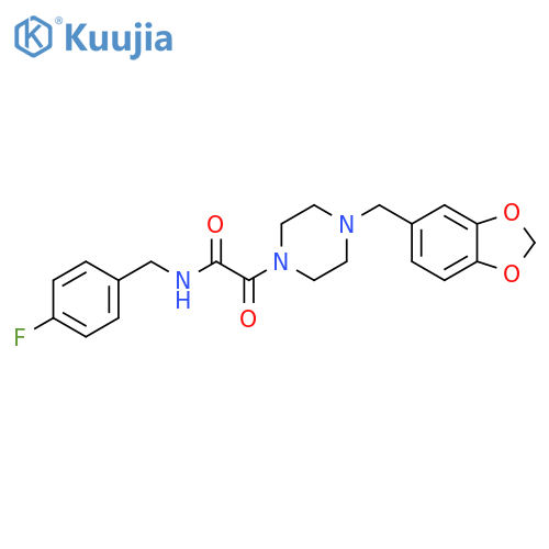 2-{4-(2H-1,3-benzodioxol-5-yl)methylpiperazin-1-yl}-N-(4-fluorophenyl)methyl-2-oxoacetamide structure