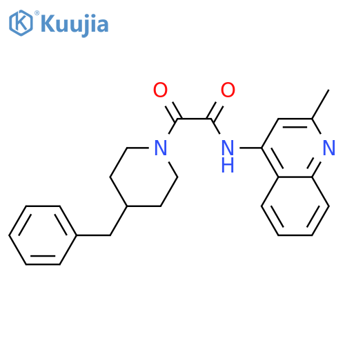 2-(4-benzylpiperidin-1-yl)-N-(2-methylquinolin-4-yl)-2-oxoacetamide structure