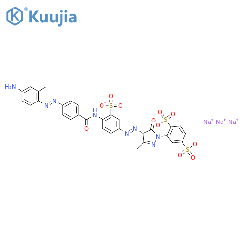 1,4-Benzenedisulfonicacid,2-[4-[2-[4-[[4-[2-(4-amino-2-methylphenyl)diazenyl]benzoyl]amino]-3-sulfophenyl]diazenyl]-4,5-dihydro-3-methyl-5-oxo-1H-pyrazol-1-yl]-,sodium salt (1:3) structure