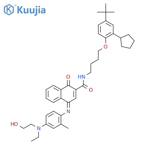 2-Naphthalenecarboxamide,N-[4-[2-cyclopentyl-4-(1,1-dimethylethyl)phenoxy]butyl]-4-[[4-[ethyl(2-hydroxyethyl)amino]-2-methylphenyl]imino]-1,4-dihydro-1-oxo- structure