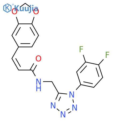 (2Z)-3-(2H-1,3-benzodioxol-5-yl)-N-{1-(3,4-difluorophenyl)-1H-1,2,3,4-tetrazol-5-ylmethyl}prop-2-enamide structure