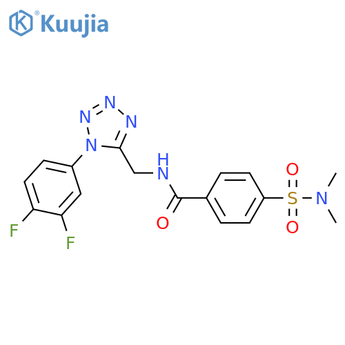 N-{1-(3,4-difluorophenyl)-1H-1,2,3,4-tetrazol-5-ylmethyl}-4-(dimethylsulfamoyl)benzamide structure