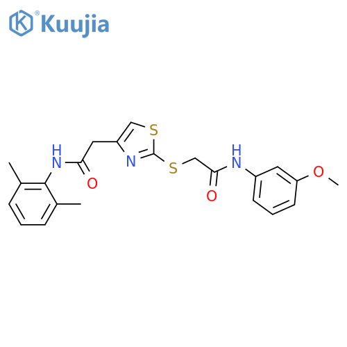 2-(4-{(2,6-dimethylphenyl)carbamoylmethyl}-1,3-thiazol-2-yl)sulfanyl-N-(3-methoxyphenyl)acetamide structure