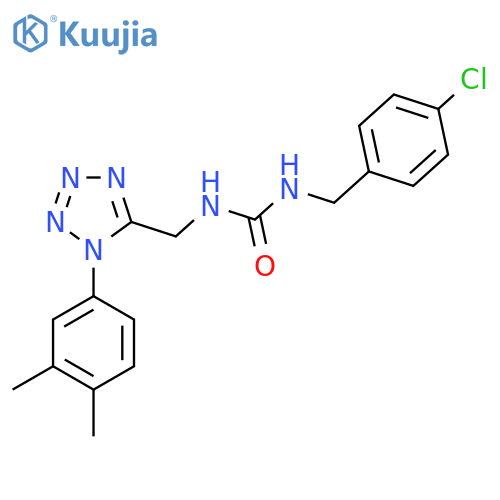 1-(4-chlorophenyl)methyl-3-{1-(3,4-dimethylphenyl)-1H-1,2,3,4-tetrazol-5-ylmethyl}urea structure