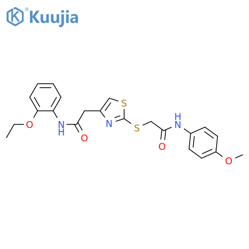 2-(4-{(2-ethoxyphenyl)carbamoylmethyl}-1,3-thiazol-2-yl)sulfanyl-N-(4-methoxyphenyl)acetamide structure