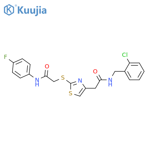 N-(2-chlorophenyl)methyl-2-2-({(4-fluorophenyl)carbamoylmethyl}sulfanyl)-1,3-thiazol-4-ylacetamide structure