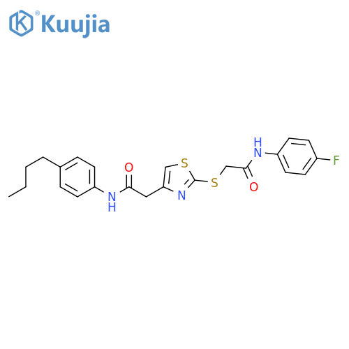2-(4-{(4-butylphenyl)carbamoylmethyl}-1,3-thiazol-2-yl)sulfanyl-N-(4-fluorophenyl)acetamide structure