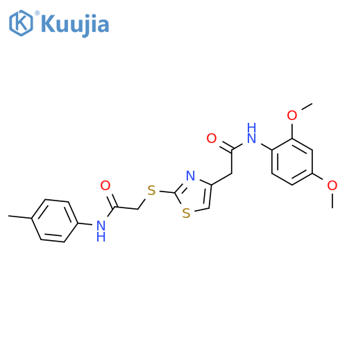 2-(4-{(2,4-dimethoxyphenyl)carbamoylmethyl}-1,3-thiazol-2-yl)sulfanyl-N-(4-methylphenyl)acetamide structure
