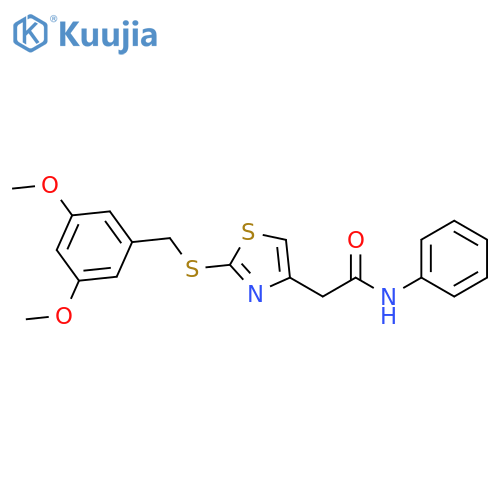 2-(2-{(3,5-dimethoxyphenyl)methylsulfanyl}-1,3-thiazol-4-yl)-N-phenylacetamide structure
