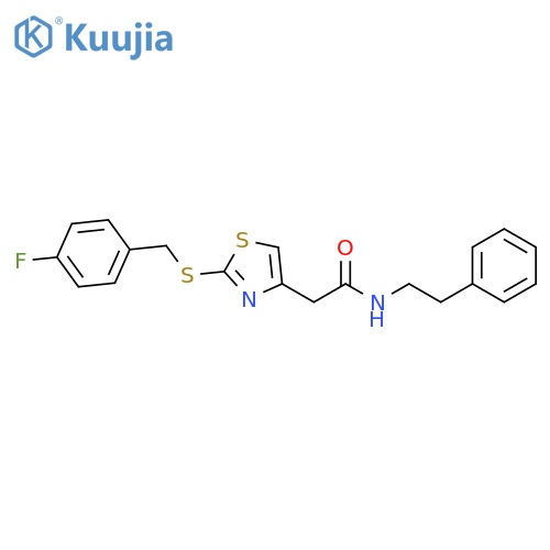2-(2-{(4-fluorophenyl)methylsulfanyl}-1,3-thiazol-4-yl)-N-(2-phenylethyl)acetamide structure
