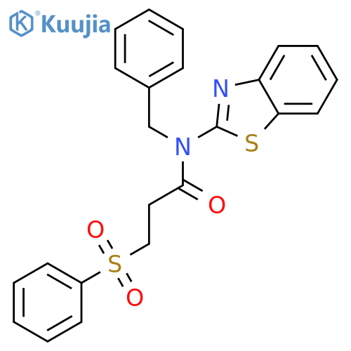 3-(benzenesulfonyl)-N-(1,3-benzothiazol-2-yl)-N-benzylpropanamide structure