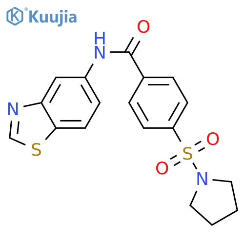 N-(1,3-benzothiazol-5-yl)-4-(pyrrolidine-1-sulfonyl)benzamide structure