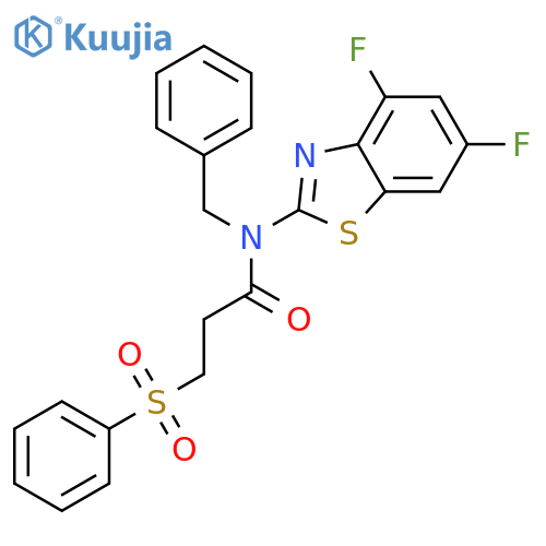 3-(benzenesulfonyl)-N-benzyl-N-(4,6-difluoro-1,3-benzothiazol-2-yl)propanamide structure