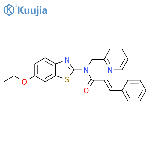(2E)-N-(6-ethoxy-1,3-benzothiazol-2-yl)-3-phenyl-N-(pyridin-2-yl)methylprop-2-enamide structure