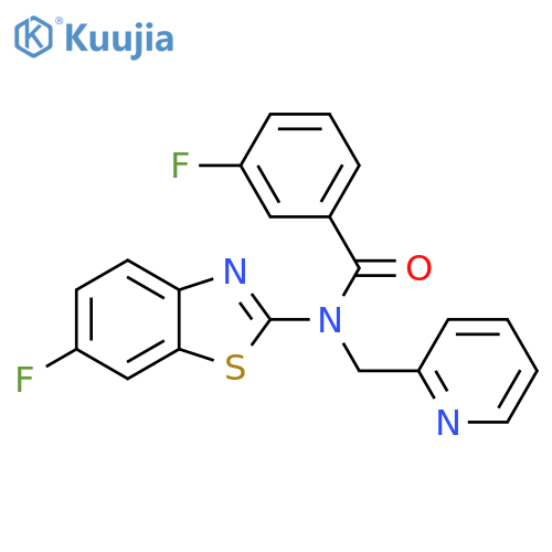 3-fluoro-N-(6-fluoro-1,3-benzothiazol-2-yl)-N-(pyridin-2-yl)methylbenzamide structure
