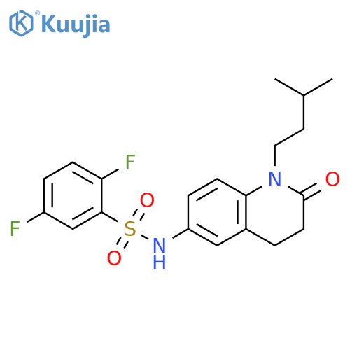 2,5-difluoro-N-1-(3-methylbutyl)-2-oxo-1,2,3,4-tetrahydroquinolin-6-ylbenzene-1-sulfonamide structure
