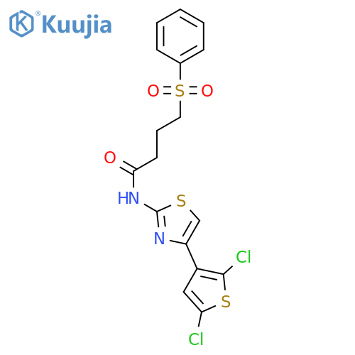 4-(benzenesulfonyl)-N-4-(2,5-dichlorothiophen-3-yl)-1,3-thiazol-2-ylbutanamide structure