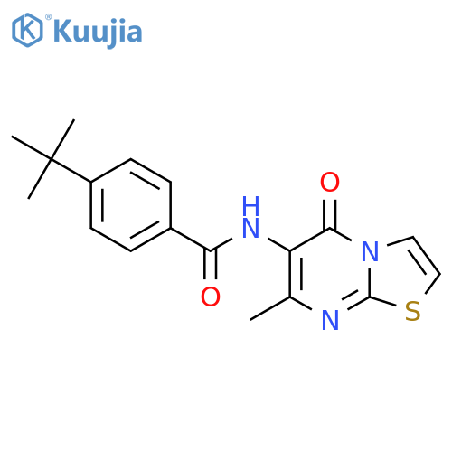 4-tert-butyl-N-{7-methyl-5-oxo-5H-1,3thiazolo3,2-apyrimidin-6-yl}benzamide structure