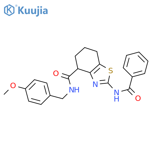 2-benzamido-N-(4-methoxyphenyl)methyl-4,5,6,7-tetrahydro-1,3-benzothiazole-4-carboxamide structure