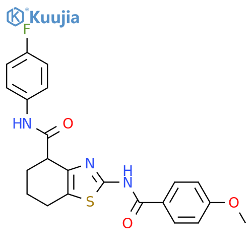 N-(4-fluorophenyl)-2-(4-methoxybenzamido)-4,5,6,7-tetrahydro-1,3-benzothiazole-4-carboxamide structure
