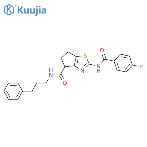 2-(4-fluorobenzamido)-N-(3-phenylpropyl)-4H,5H,6H-cyclopentad1,3thiazole-4-carboxamide structure