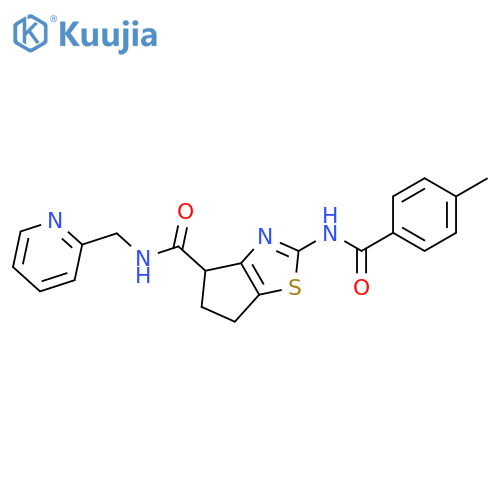 2-(4-methylbenzamido)-N-(pyridin-2-yl)methyl-4H,5H,6H-cyclopentad1,3thiazole-4-carboxamide structure