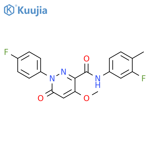 N-(3-fluoro-4-methylphenyl)-1-(4-fluorophenyl)-4-methoxy-6-oxo-1,6-dihydropyridazine-3-carboxamide structure