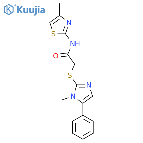 N-(4-methyl-1,3-thiazol-2-yl)-2-(1-methyl-5-phenyl-1H-imidazol-2-yl)sulfanylacetamide structure