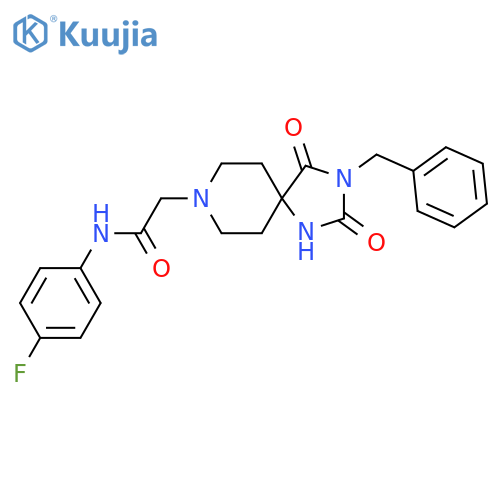 2-{3-benzyl-2,4-dioxo-1,3,8-triazaspiro4.5decan-8-yl}-N-(4-fluorophenyl)acetamide structure
