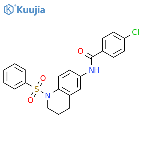 N-1-(benzenesulfonyl)-1,2,3,4-tetrahydroquinolin-6-yl-4-chlorobenzamide structure