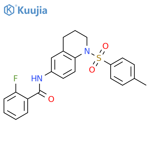 2-fluoro-N-1-(4-methylbenzenesulfonyl)-1,2,3,4-tetrahydroquinolin-6-ylbenzamide structure
