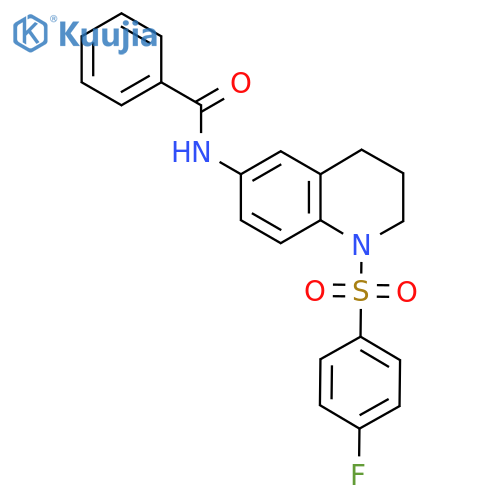 N-1-(4-fluorobenzenesulfonyl)-1,2,3,4-tetrahydroquinolin-6-ylbenzamide structure
