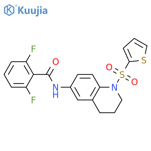 2,6-difluoro-N-1-(thiophene-2-sulfonyl)-1,2,3,4-tetrahydroquinolin-6-ylbenzamide structure